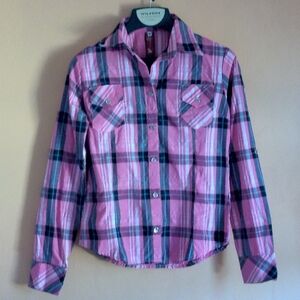 Joss Girl's Long Sleeve Button Down Plaid Shirt Size M